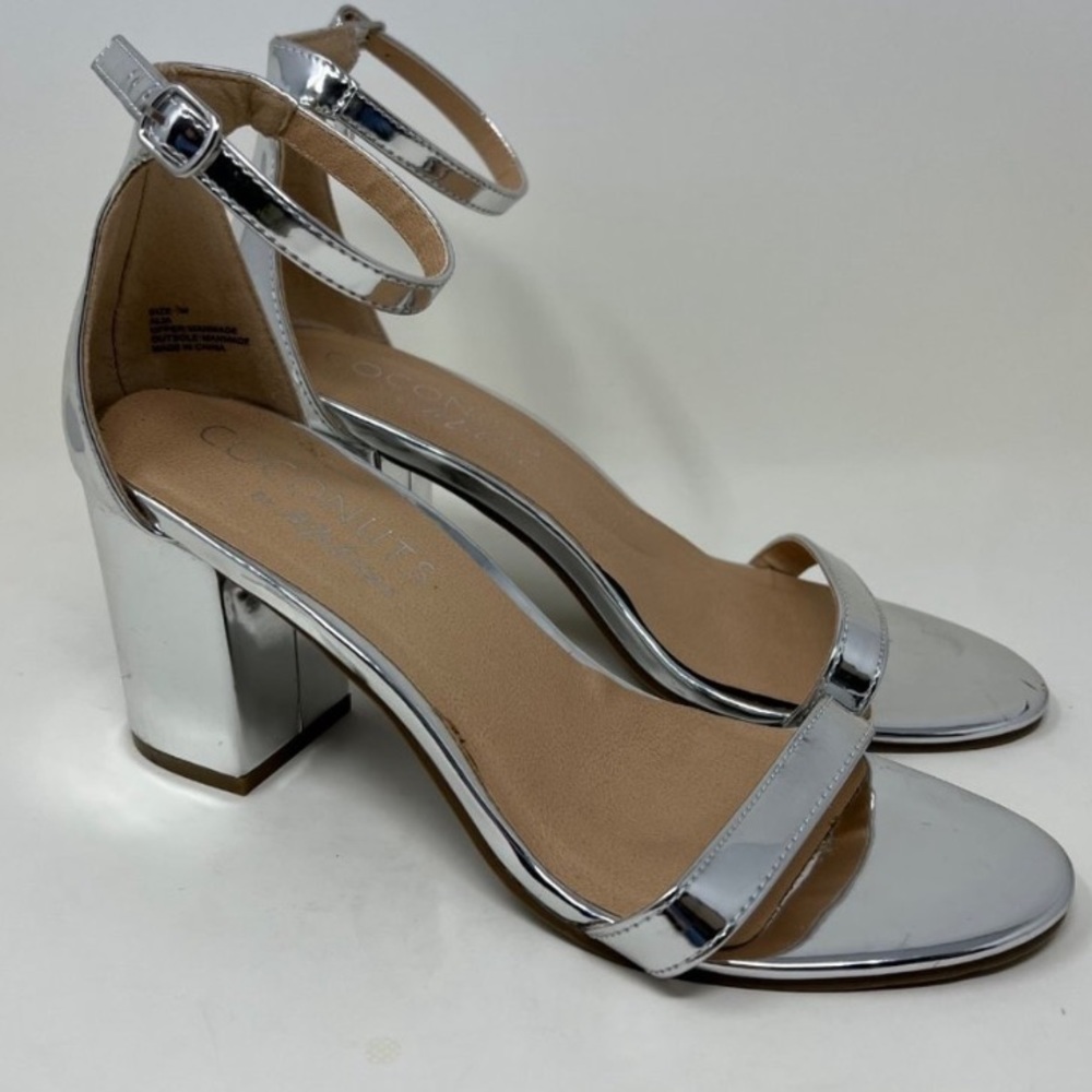 Coconuts by Matisse Silver Metallic Block Heel Sandals